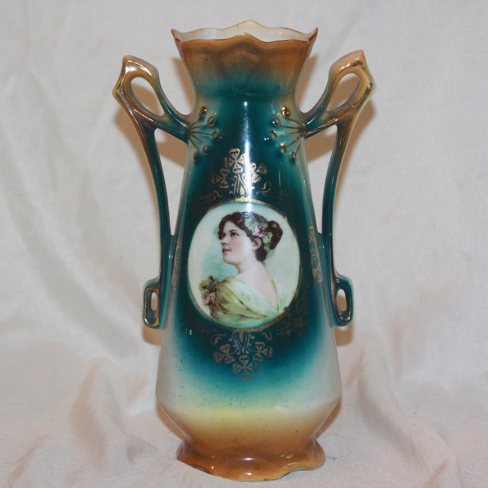 Antique Austrian Victorian Portrait Vase